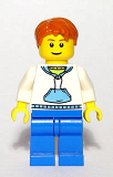 LEGO twn099 White Hoodie with Blue Pockets, Blue Legs, Dark Orange Short Tousled Hair